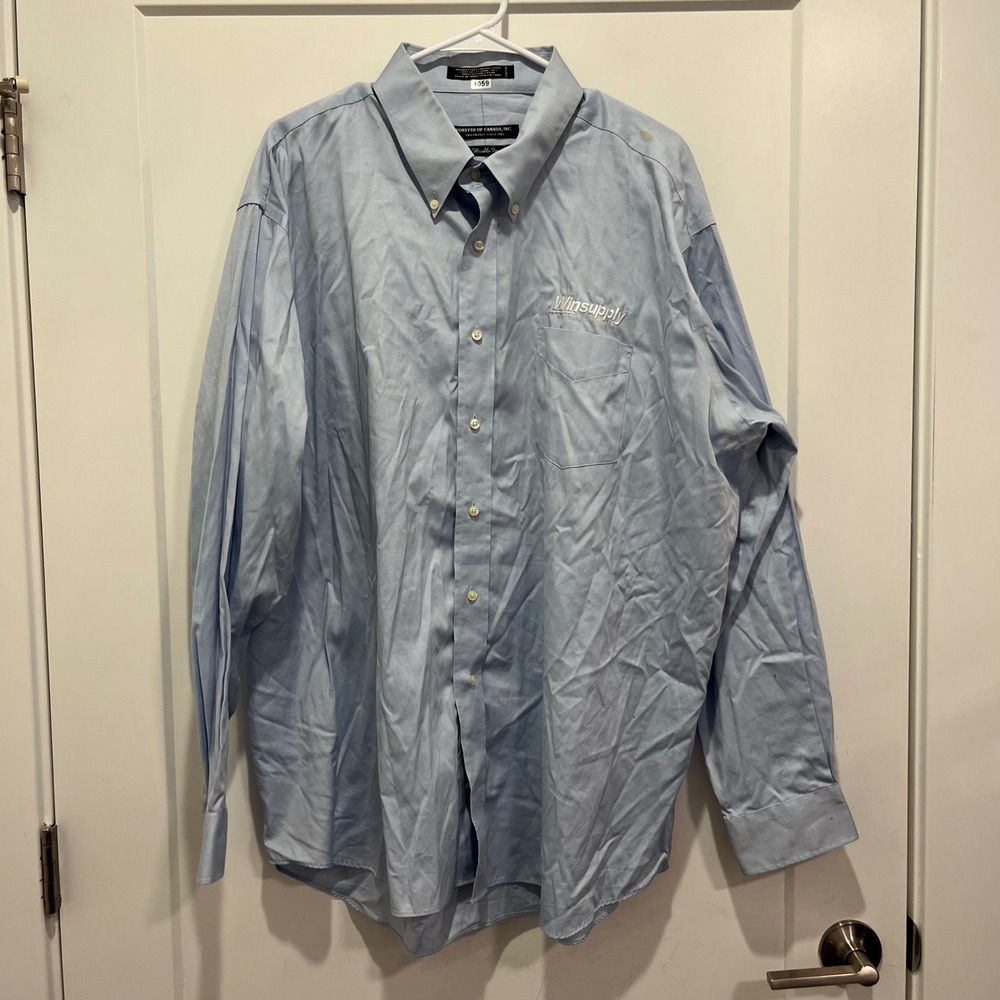 Forsyth of Canada Mens Blue Wrinkle Free Cotton Button Down Shirt Winsupply XL